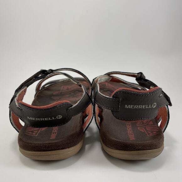 Merrell Sandspur Leather Sandals Womens Size 8 Espresso Brown Strappy Active - Picture 4 of 9